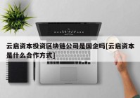 云启资本投资区块链公司是国企吗[云启资本是什么合作方式]